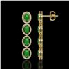 Image 2 : 6.44 ctw Jade & Diamond Micro Pave Halo Earrings 10k Yellow Gold - REF-103W6H