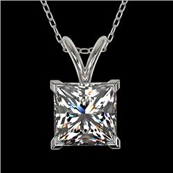 1.25 ctw Certified VS/SI Quality Princess Diamond Necklace 10k White Gold - REF-325F2M