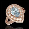 Image 1 : 3.82 ctw Certified Aquamarine & Diamond Victorian Ring 14K Rose Gold - REF-168X8A
