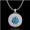 Image 1 : 1.25 ctw Fancy Intense Blue Diamond Art Deco Necklace 18k White Gold - REF-161W8H