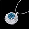 Image 2 : 1.25 ctw Fancy Intense Blue Diamond Art Deco Necklace 18k White Gold - REF-161W8H