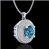 Image 3 : 1.25 ctw Fancy Intense Blue Diamond Art Deco Necklace 18k White Gold - REF-161W8H