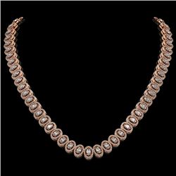 24.19 ctw Oval Cut Diamond Micro Pave Necklace 18K Rose Gold - REF-2092G6W