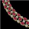 Image 3 : 43.07 ctw Ruby & Diamond Necklace 10K Yellow Gold - REF-527F3M