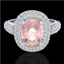 3.25 ctw Morganite & Micro Pave VS/SI Diamond Ring 18k White Gold - REF-161R8K