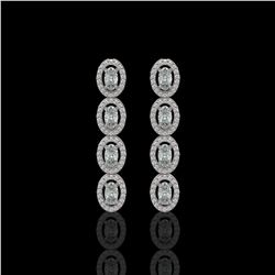 3.84 ctw Oval Cut Diamond Micro Pave Earrings 18K White Gold - REF-334M6G