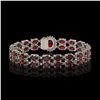 Image 3 : 28.52 ctw Garnet & Diamond Bracelet 14K White Gold - REF-218A2N