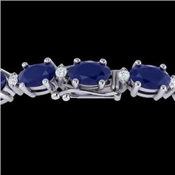 30.8 ctw Sapphire & VS/SI Diamond Eternity Bracelet 10k White Gold - REF-245R5K