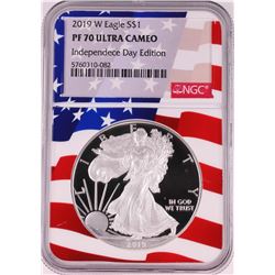2019-W $1 Proof American Silver Eagle Coin NGC PF70 Ultra Cameo Independence Day Flag