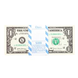 Pack of (100) Consecutive 2017 $1 Federal Reserve STAR Notes San Francisco