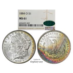 1884-O $1 Morgan Silver Dollar Coin NGC MS61 CAC Amazing Toning