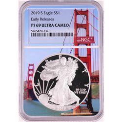 2019-S $1 Proof American Silver Eagle Coin NGC PF69 Ultra Cameo Bridge Core