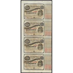 Uncut Sheet of (4) State of Louisiana Baby Bond Obsolete Notes