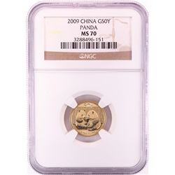 2009 China 50 Yuan 1/10 oz Gold Panda Coin NGC MS70