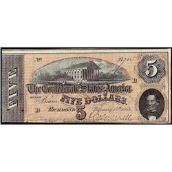 1864 $5 Confederate States of America Note