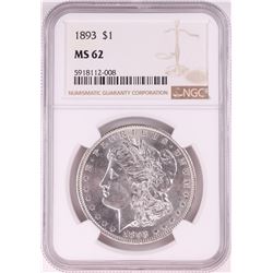 1893 $1 Morgan Silver Dollar Coin NGC MS62