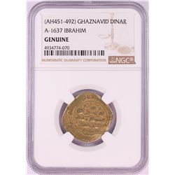 AH451-492 Ghaznavid Dinar A-1637 Ibrahim Gold Coin NGC Genuine