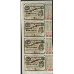 Uncut Sheet of (4) State of Louisiana Baby Bond Obsolete Notes