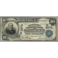 1902DB $10 Monongahela NB of Pittsburgh, PA CH# 3874 National Currency Note