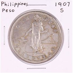 1907-S Philippines Peso Silver Coin