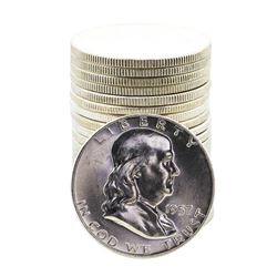 Roll of (20) Brilliant Uncirculated 1957-1963 Franklin Half Dollar Coins