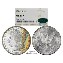 1881-S $1 Morgan Silver Dollar Coin NGC MS61* Star CAC Amazing Toning