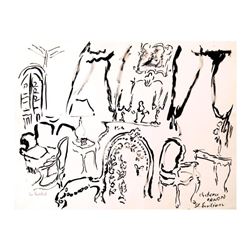 Wayne Ensrud "Interior Of Chateau Canon - St Emilion, France" Original Drawing