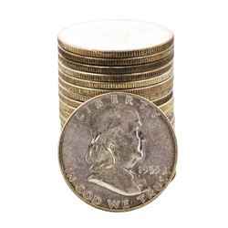 Roll of (20) Brilliant Uncirculated 1955 Franklin Half Dollar Coins