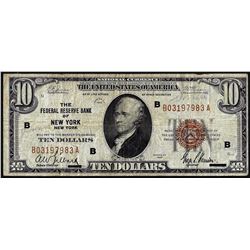 1929 $10 Federal Reserve Bank Note New York