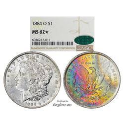 1884-O $1 Morgan Silver Dollar Coin NGC MS62* Star CAC Amazing Toning