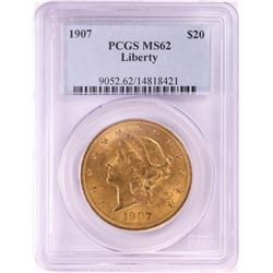 1907 $20 Liberty Head Double Eagle Gold Coin PCGS MS62