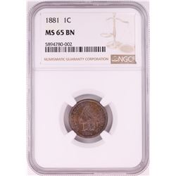 1881 Indian Head Cent Coin NGC MS65BN