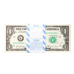 Pack of (100) Consecutive 2017 $1 Federal Reserve STAR Notes Dallas