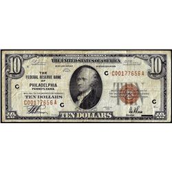 1929 $10 Federal Reserve Bank Note Philadelphia