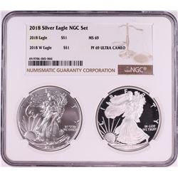2018 $1 American Silver Eagle Coin Set NGC MS69/PF69 Ultra Cameo