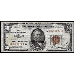 1929 $50 Federal Reserve Bank Note Cleveland