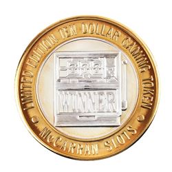 .999 Silver McCarran International Airport $10 Casino Limited Edition Gaming Token