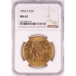 1902-S $20 Liberty Head Double Eagle Gold Coin NGC MS62