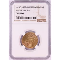 AH451-492 Ghaznavid Dinar A-1637 Ibrahim Gold Coin NGC Genuine