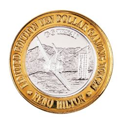 .999 Silver Reno Hilton Nevada $10 Casino Limited Edition Gaming Token