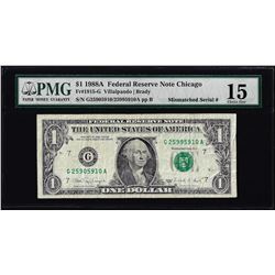 1988A $1 Federal Reserve Note Mismatched Serial Number ERROR PMG Choice Fine 15