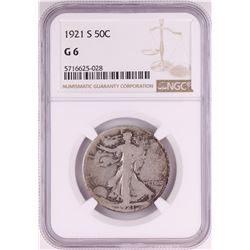 1921-S Walking Liberty Half Dollar Coin NGC G6