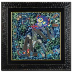 Lu Hong "Water Monkey" Original Mixed Media On Rice Paper