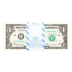 Pack of (100) Consecutive 2017 $1 Federal Reserve STAR Notes San Francisco