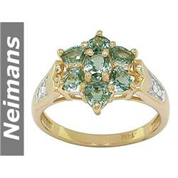 Antique 1.25 ct Orange Sapphire & Diamond Ring 14k Gold