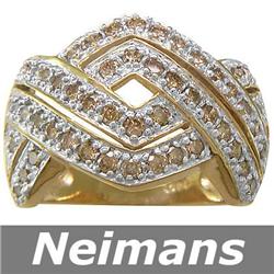 Vintage 10.75 ct Certified Citrine & Ruby Ring 14k Gold