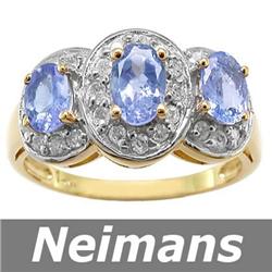 Certified .75 ct Blue Diamond & Tanzanite Ring 14k Gold