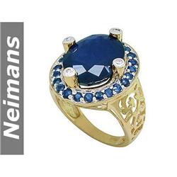 Gem 2.00 ct Certified Sapphire & Diamond Ring 14kt Gold