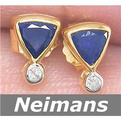 Certified .75 ct Sapphire & Diamond Stud Earrings 14kt
