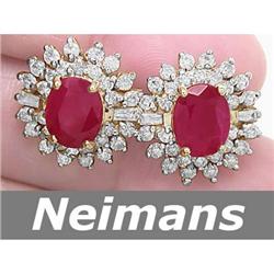 USGL Certified 9.00 ct Ruby & Diamond Stud Earrings 14k